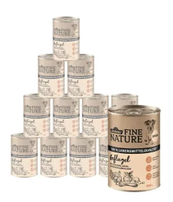 Dehner Fine Nature Nassfutter für Hunde Junior, Geflügel mit Zucchini, Apfel & Eierschalenpulver