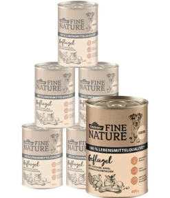 Dehner Fine Nature Nassfutter für Hunde Junior, Geflügel mit Zucchini, Apfel & Eierschalenpulver