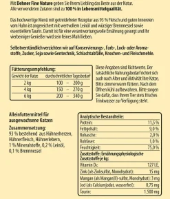 Dehner Fine Nature Nassfutter für Katzen Adult, Huhn mit Leinöl & Brennnessel