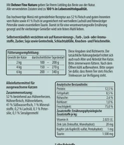 Dehner Fine Nature Nassfutter für Katzen Adult, Huhn & Fisch mit Lachsöl & Petersilie