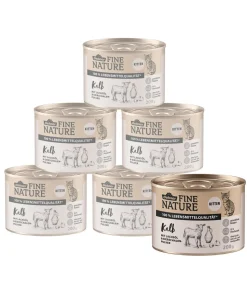 Dehner Fine Nature Nassfutter für Katzen Kitten, Kalb mit Lachsöl & Eierschalenpulver