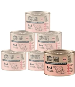 Dehner Fine Nature Nassfutter für Katzen Adult, Rind mit Distelöl & Löwenzahn