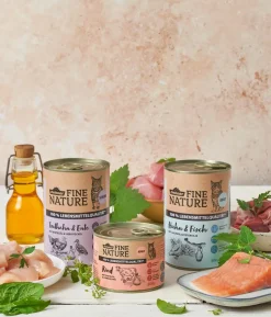 Dehner Fine Nature Nassfutter für Katzen Adult, Rind mit Distelöl & Löwenzahn