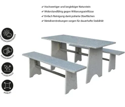 Dehner Gartenmöbel-Set aus Granit, 3-teilig
