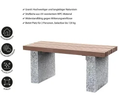 Dehner Granit-Gartenbank, 2-Sitzer