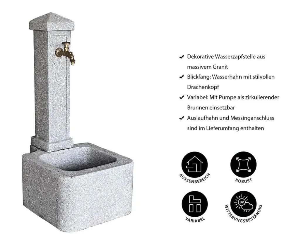 Dehner Granit-Gartenbrunnen Graz, ca. H110 cm
