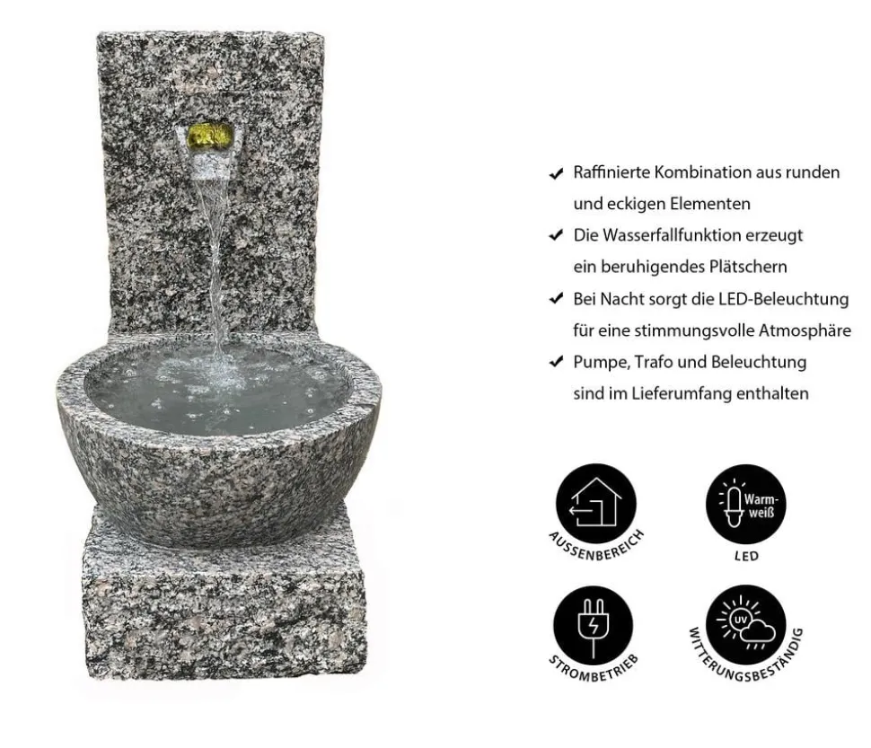 Dehner Granit-Gartenbrunnen Peel, ca. H70 cm