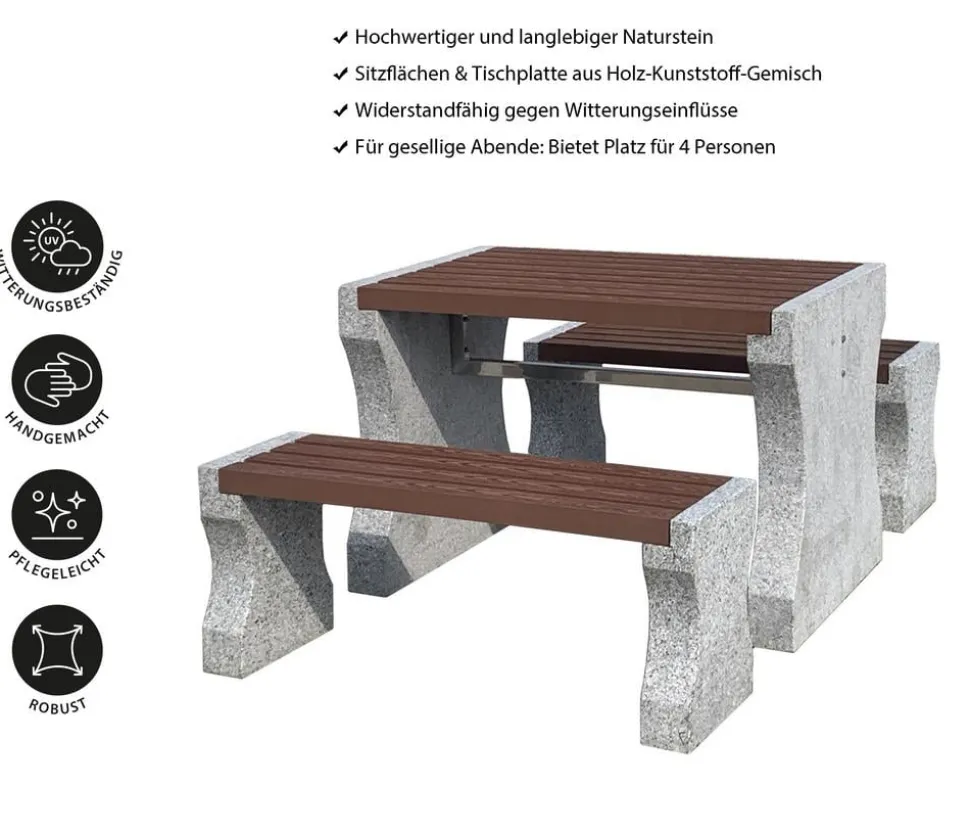 Dehner Granit-Gartenmöbelset, ca. B120 cm