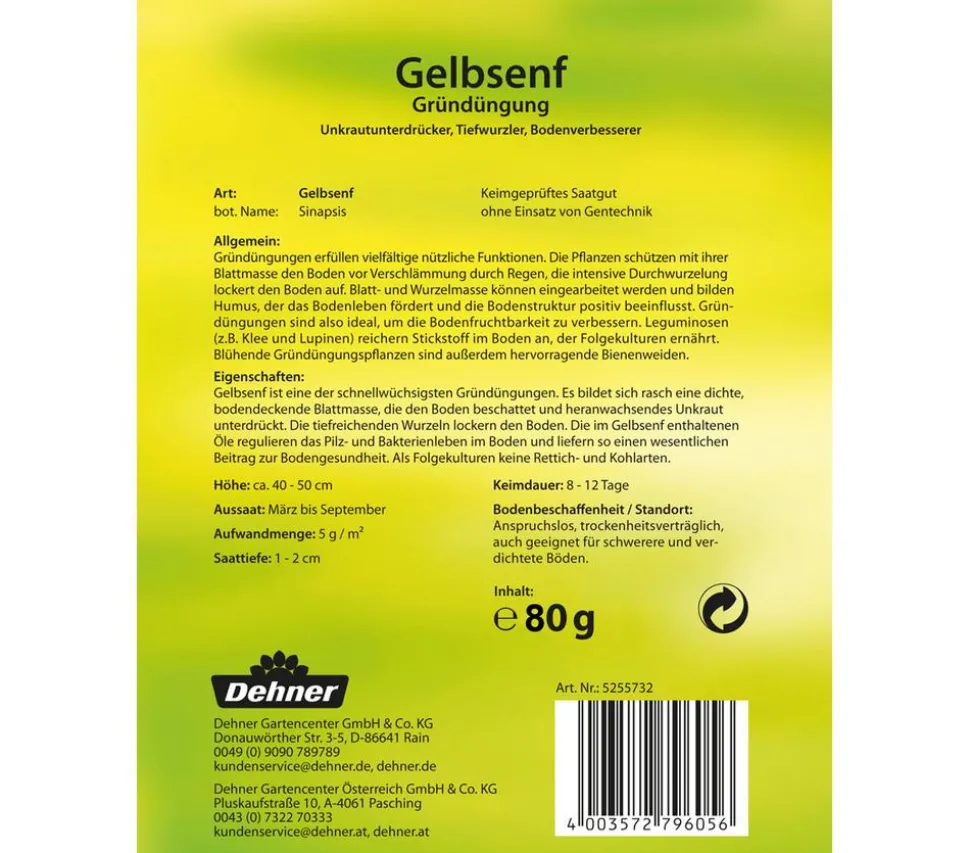 Dehner Gründüngung Gelbsenf, 80 g