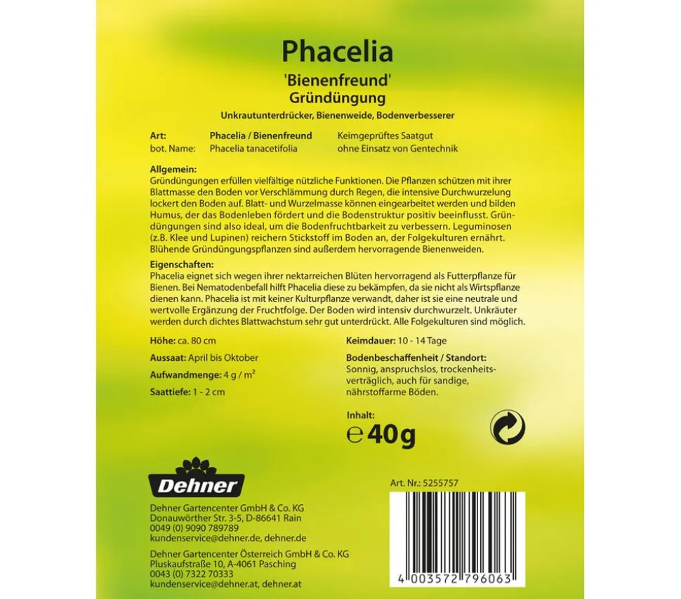 Dehner Gründüngung Phacelia/Bienenfreund, 40 g