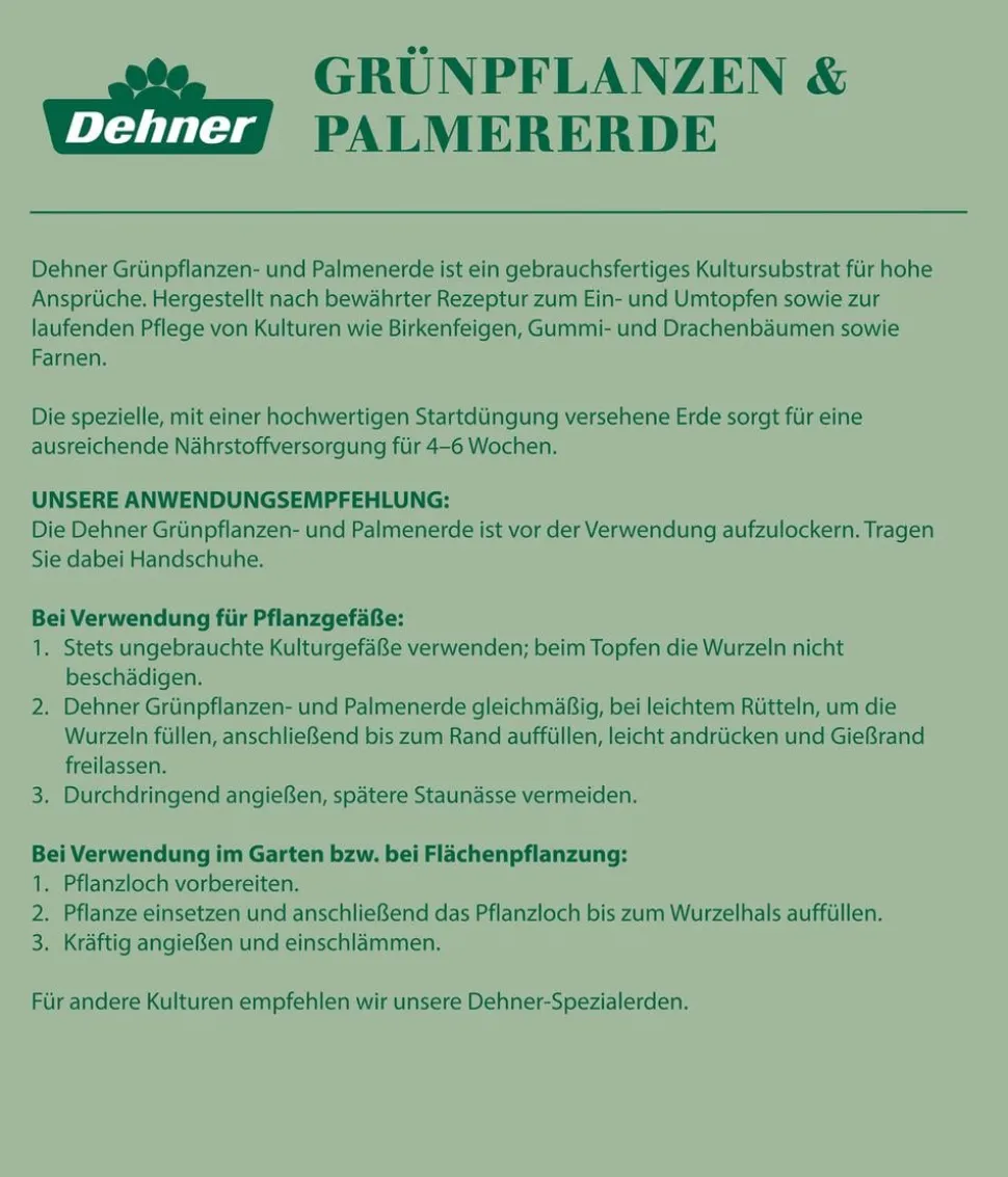 Dehner Grünpflanzen- und Palmenerde, 75 x 10 Liter