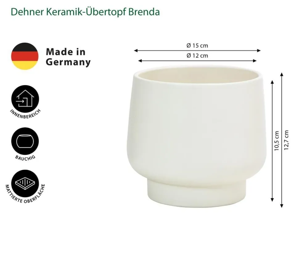 Dehner Keramik-Übertopf Brenda, bauchig, ca. Ø15 cm