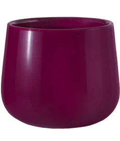 Dehner Keramik-Übertopf Cindy, rund, brombeer, ca. Ø15 cm