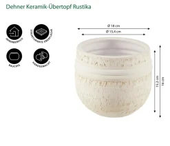 Dehner Keramik-Übertopf Rustika, bauchig, creme