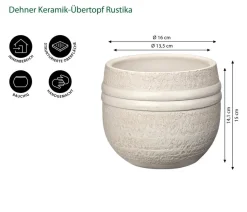 Dehner Keramik-Übertopf Rustika, bauchig, creme