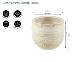 Dehner Keramik-Übertopf Rustika, bauchig, creme