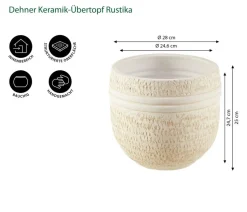 Dehner Keramik-Übertopf Rustika, bauchig, creme