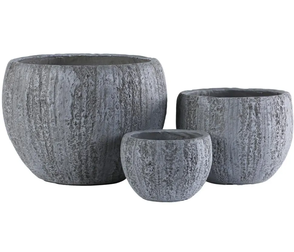 Dehner Kunststein-Topf Belfast, bauchig, grau
