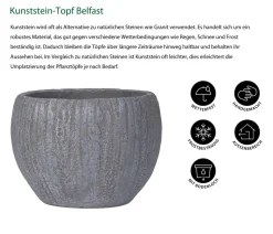 Dehner Kunststein-Topf Belfast, bauchig, grau