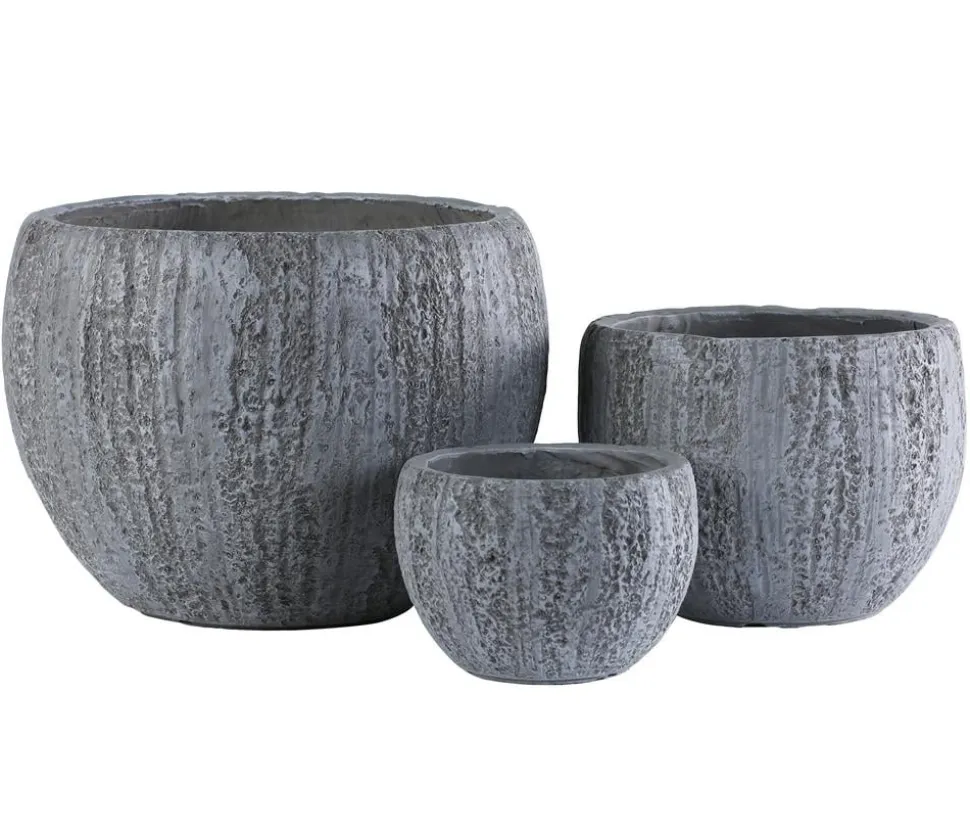 Dehner Kunststein-Topf Belfast, bauchig, grau