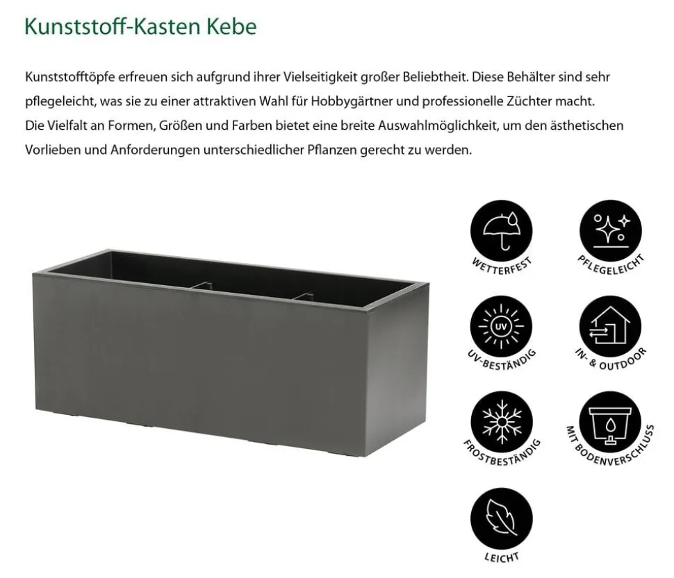Dehner Kunststoff-Kasten Kebe, rechteckig, ca. B100/H40/T40 cm