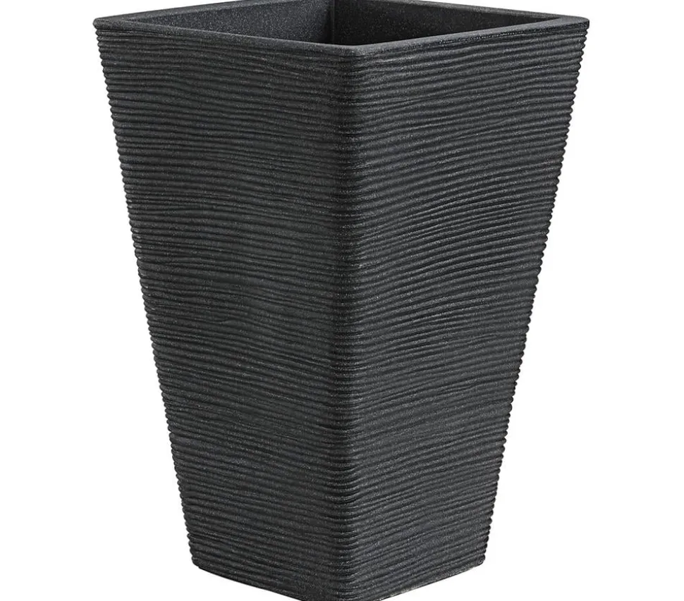 Dehner Kunststoff-Pflanzvase Capri, konisch, anthrazit, ca. B35/H55/T35 cm