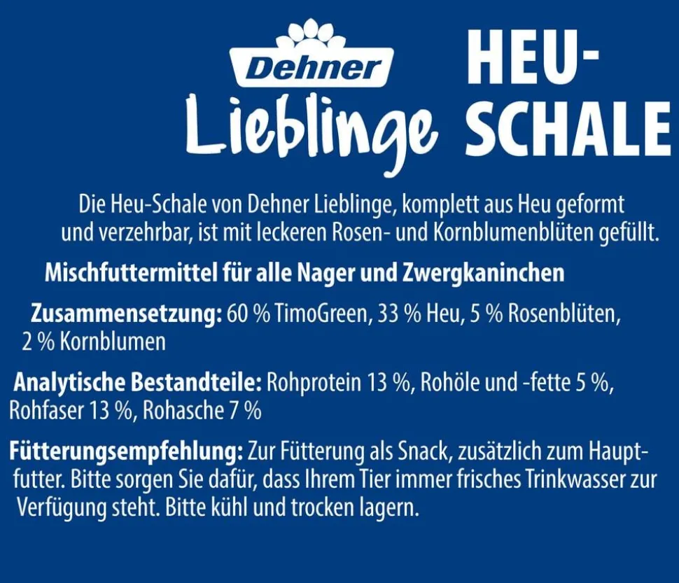 Dehner Lieblinge Heu-Schale mit Rosenblüte & Kornblume, 115 g