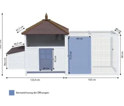 Dehner Lieblinge Hühnerstall Florenz mit Freilauf, weiß/braun, ca. B224,3/H120,7/T91,7 cm