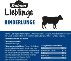 Dehner Lieblinge Hundesnack Rinderlunge, 500 g
