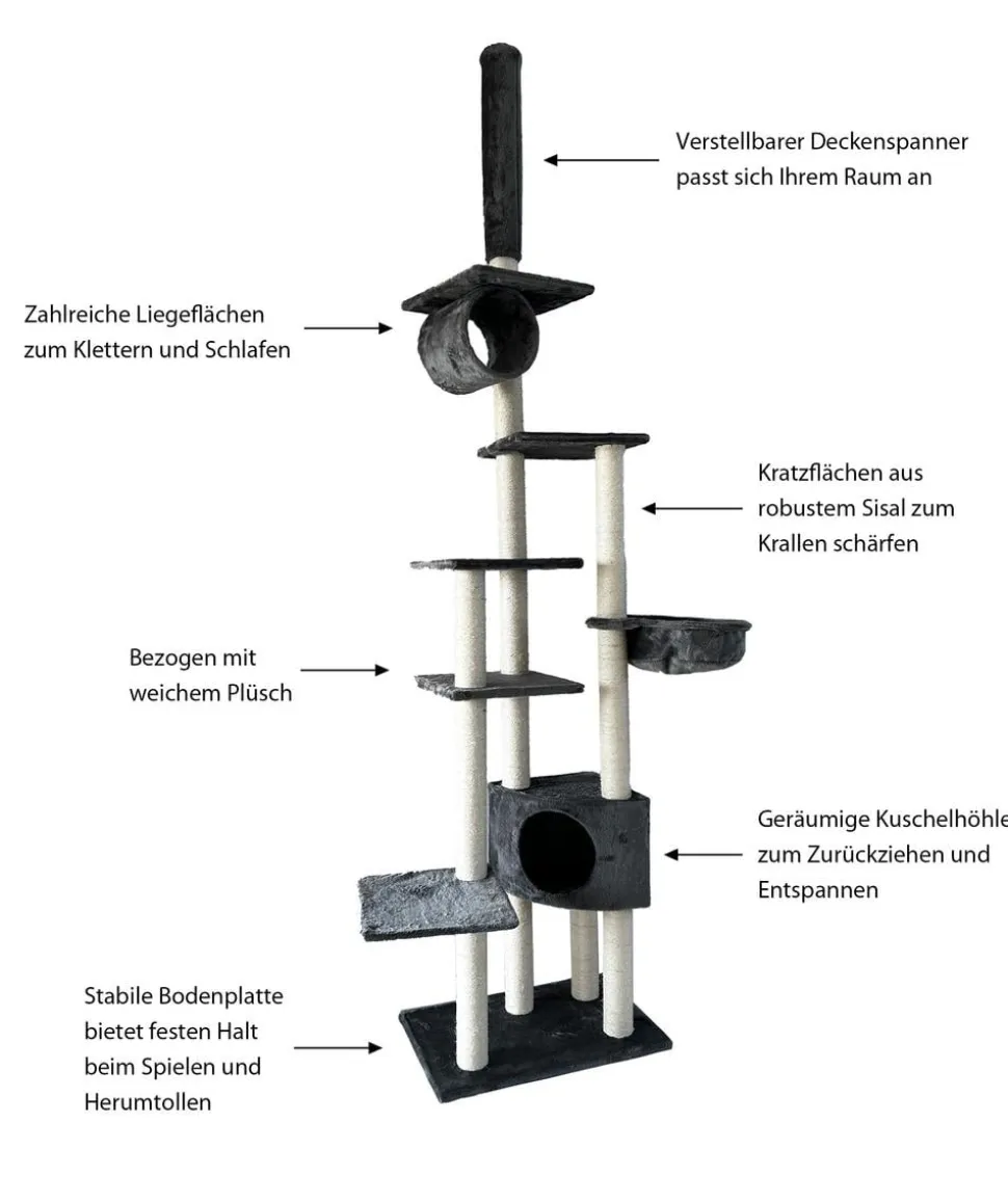 Dehner Lieblinge Kratzbaum Alita, grau, ca. B68/H245-270/T44 cm