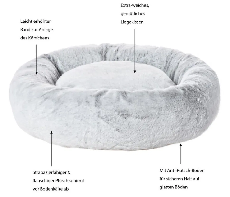 Dehner Lieblinge Kuschelbett Tender, rund, grau