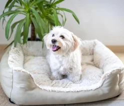 Dehner Lieblinge Kuschelbett Casim, rechteckig, beige/weiß