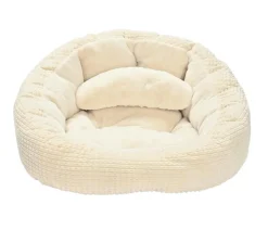 Dehner Lieblinge Kuschelbett Flocke, oval, weiß, ca. B75/H36/T70 cm