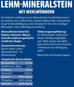 Dehner Lieblinge Lehm-Mineralstein Mehlwurm, 100 g