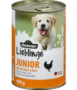 Dehner Lieblinge Nassfutter für Hunde Junior, Geflügel & Reis