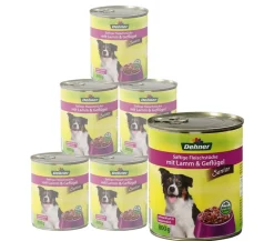 Dehner Lieblinge Nassfutter für Hunde Senior, Geflügel & Lamm, 6 x 400 g/800 g