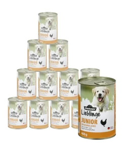 Dehner Lieblinge Nassfutter für Hunde Junior, Geflügel & Reis