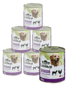 Dehner Lieblinge Nassfutter für Hunde Senior, Geflügel & Lamm, 6 x 400 g/800 g