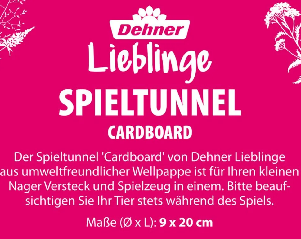 Dehner Lieblinge Spieltunnel Cardboard, braun, ca. Ø9/L20 cm