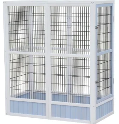 Dehner Lieblinge Vogelvolieren-Set Santorini, mit Freigehege, weiß/blau, ca. B236,4/H180/T132 cm
