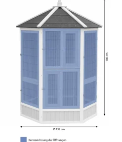 Dehner Lieblinge Vogelvoliere Santorini, weiß/blau, ca. Ø132/H180 cm