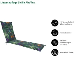 Dehner Liegenauflage Sicilia für Alu-Tex-Liegen, ca. B54/H4/T198 cm