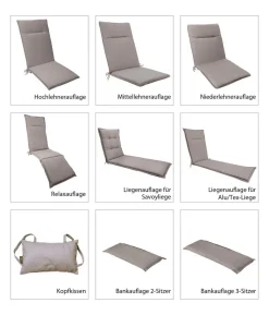 Dehner Liegenauflage Veneto für Alu-Tex-Liegen, ca. B55/H4/T198 cm
