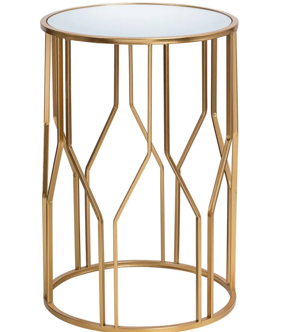 Dehner Metall-Beistelltisch, gold, ca. Ø32/H46,5 cm