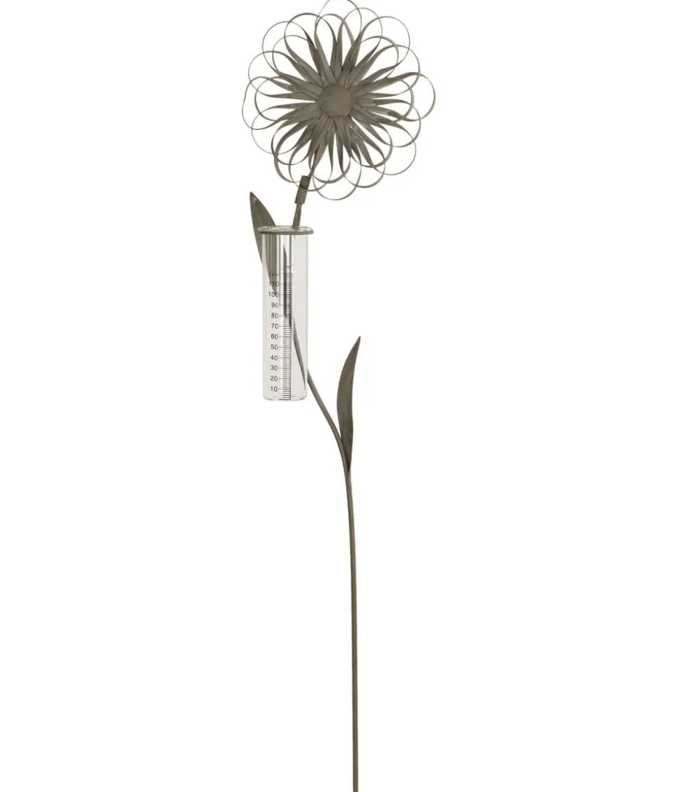 Dehner Metall-Regenmesser Blume am Stab, ca. H110 cm