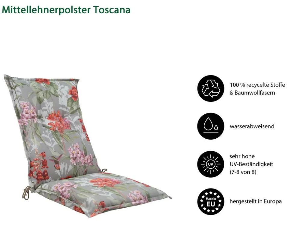 Dehner Mittellehnerauflage Toscana, ca. B50/H6/T108 cm