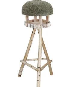 Dehner Natura Premium Futterhaus Amberg mit Heudach, inkl. Ständer Birkenholz, ca. B60/H145/T60 cm