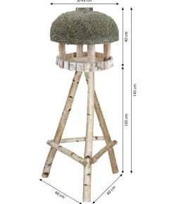 Dehner Natura Premium Futterhaus Amberg mit Heudach, inkl. Ständer Birkenholz, ca. B60/H145/T60 cm