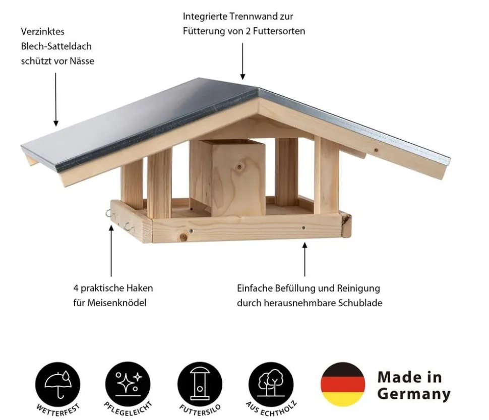Dehner Natura Premium Futterhaus Karwendel, natur, ca. B71,4/H27,7/T52 cm
