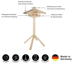 Dehner Natura Premium Futterhaus Rofan, geflammt, inkl. Ständer Alpstein, ca. B84,3/H129,7/T84,3 cm